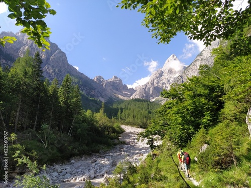 Climb to new bivouac Fanton, Belluno city in Italy