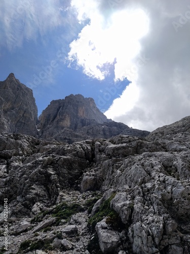 Climb to new bivouac Fanton, Belluno city in Italy