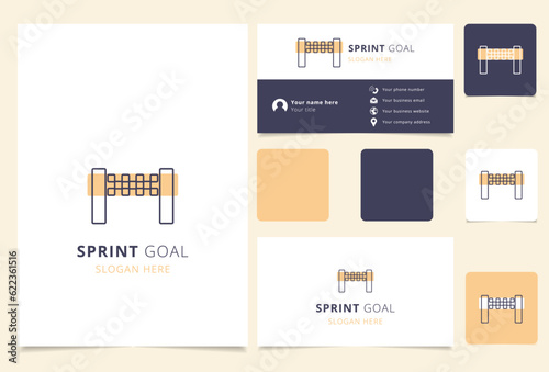 Sprint goal logo design with editable slogan. Branding book and business card template.