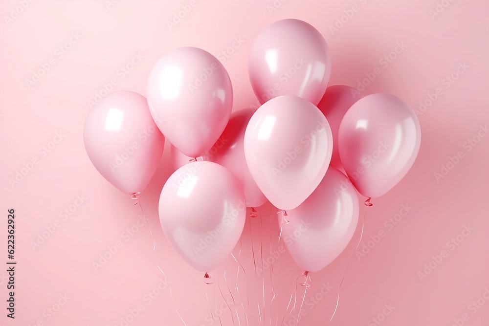 Round pink balloons. Place for text