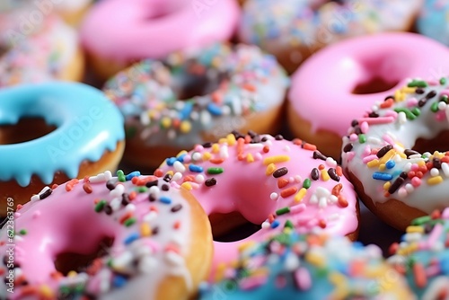 Donuts with frosting close-up