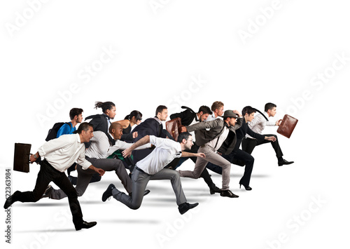 Bild auf Leinwand Business people run together in the same direction