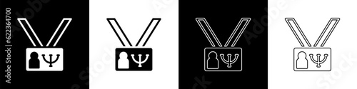 Set Psychology icon isolated on black and white background. Psi symbol. Mental health concept, psychoanalysis analysis and psychotherapy. Vector