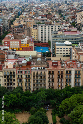 Beautiful city view of Barcelona, Spain from the La Sagrada Familia observation level