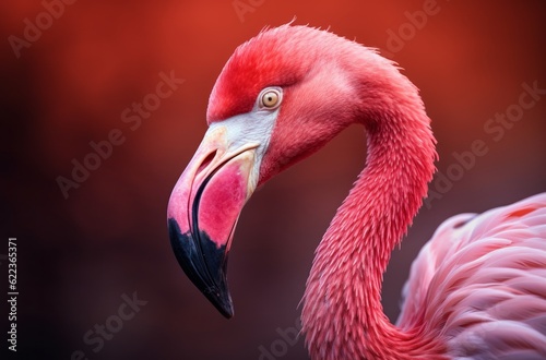 Exquisite Feathers in a Dance of Light, Close Up of a Pink Flamingo Under Backlight, Nature's Golden Ratio, Generative AI