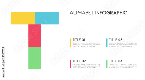 Letter T vector alphabet and other elements for infographics