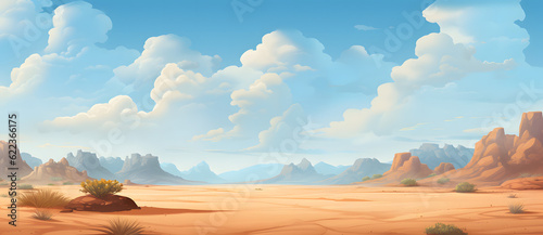 a desert landscape with some rocks and some bushes Generated by AI