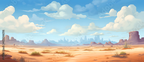 a painting of a desert landscape with clouds in the sky Generated by AI