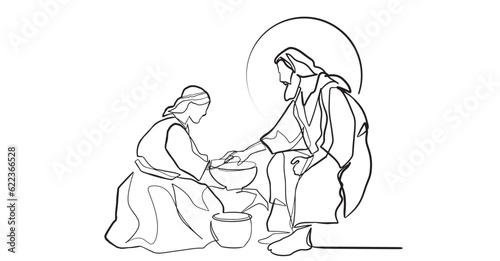 Continuous line drawing of Jesus Christ vector illustration Bible words  blessings pray