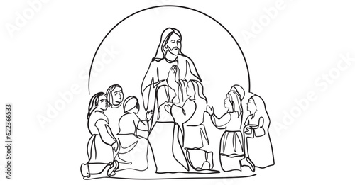 Continuous line drawing of Jesus Christ vector illustration Bible words  blessings pray