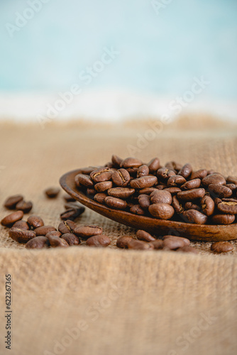 coffee beans close up with blurred background