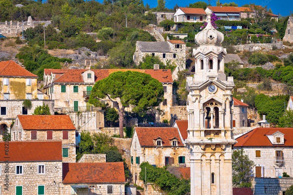 Fototapeta premium Old stone village of Lozisca on Brac island, Dalmatia, Croatia