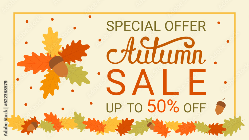 Text banners of the autumn sale for the September shopping promotion or the autumn discount in the store.