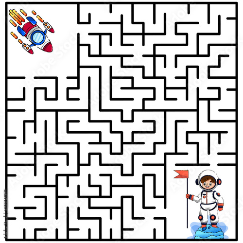  children's educational game. A children's puzzle. Children's maze. Colorful cartoon characters. Funny vector illustration. Isolated on a white background. coloring book.space