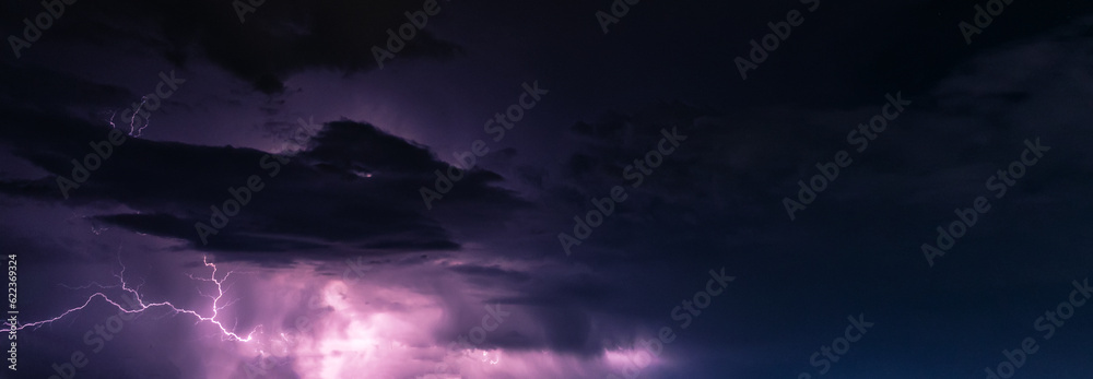 Night sky with various lightning in natural colors