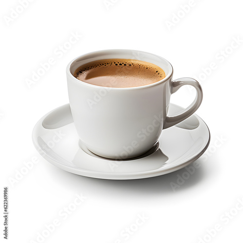 Black coffee in cup isolated on white background.
