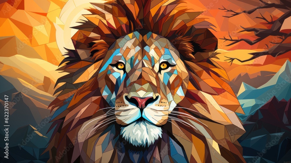 portrait of a lion, ai generative