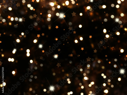 Christmas background with bokeh lights and stars
