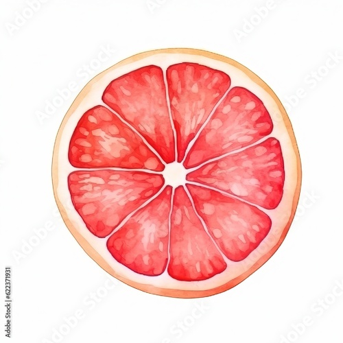 Fresh Organic Grapefruit Fruit Background, Square Watercolor Illustration. Healthy Vegetarian Diet. Ai Generated Soft Colored Watercolor Illustration with Delicious Juicy Grapefruit Fruit.