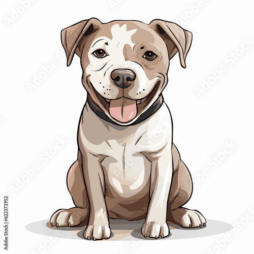 simple cartoon clipart pitbull dog white background