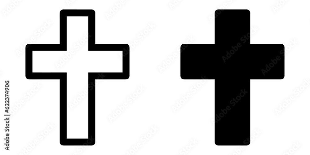 Obraz premium ofvs391 OutlineFilledVectorSign ofvs - cross vector icon . memorial funeral sign . isolated transparent . black outline and filled version . AI 10 / EPS 10 / PNG . g11731