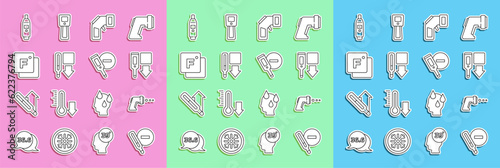 Set line Medical thermometer  Digital  Fahrenheit  and icon. Vector