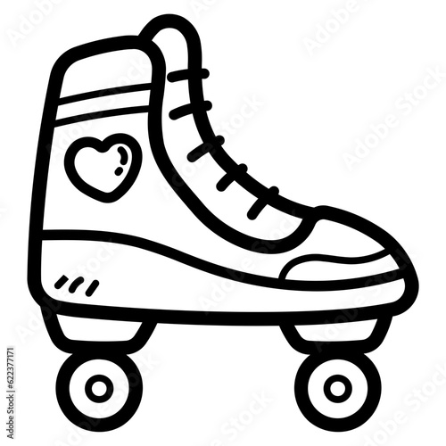 roller skate line icon style