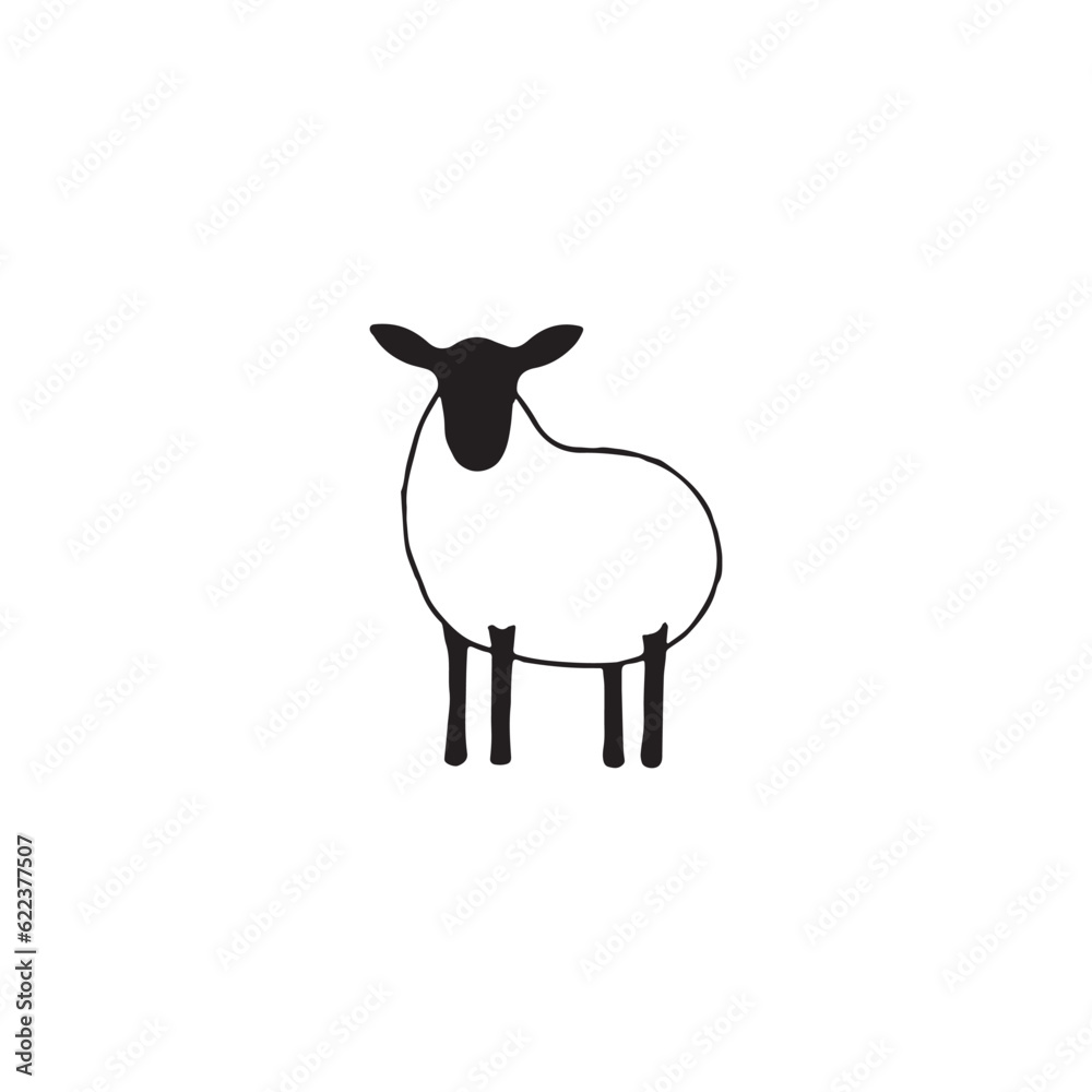 Minimal sheep, sheep drawing, lamb, Logo element, clipart, nature, outline, tattoo, handdrawn, drawing