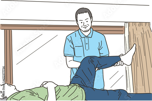 整体のマッサージをする男性整体師