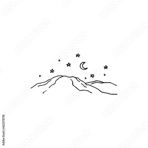 Mountain minimal logo element  landscape drawing  Logo element  clipart  nature  outline  tattoo  handdrawn  drawing