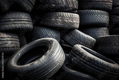 Stack of old tires, Generative AI Illustration