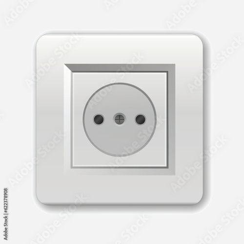 Realistic socket. Used in the Europe and Russia. Adapters. Isolated electrical equipment on wall. Type F. Vector multiple standards socket for plug