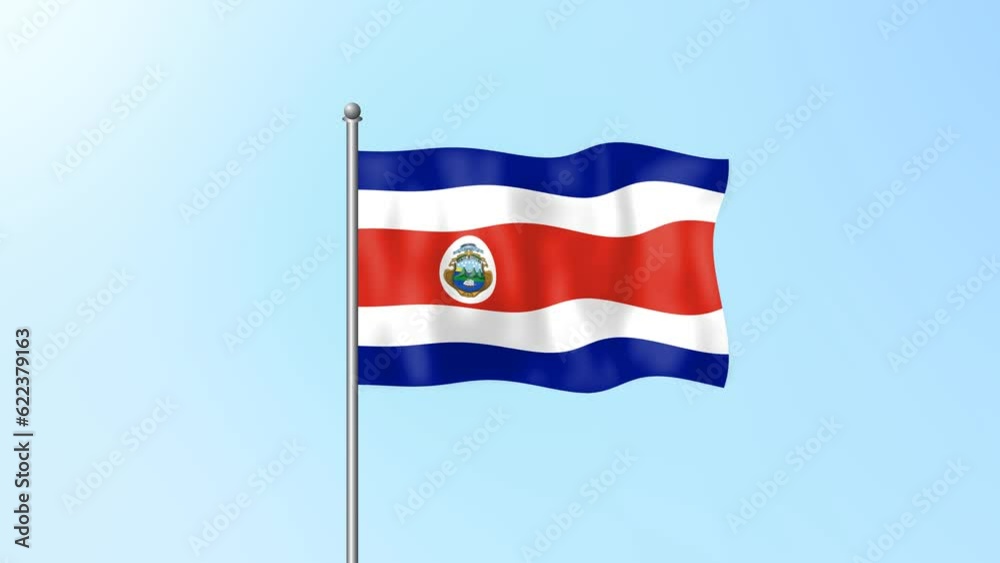 Costa Rica flag waving on beautiful clean blue sky footage background. 4k Costa Rica flag waving on beautiful clean blue sky footage background. 4k