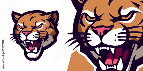 Dynamic Minimalist Cougar Logo: Powerful Vector Graphic for Sport and E-Sport Teams