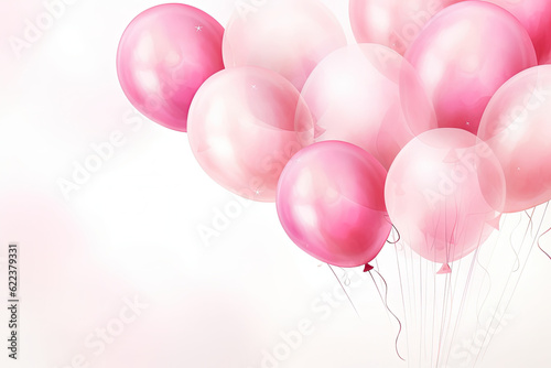 Pink Watercolor Balloons, Celebrate your Birthday Party, Happy Birthday Balloon Card - Generative Ai