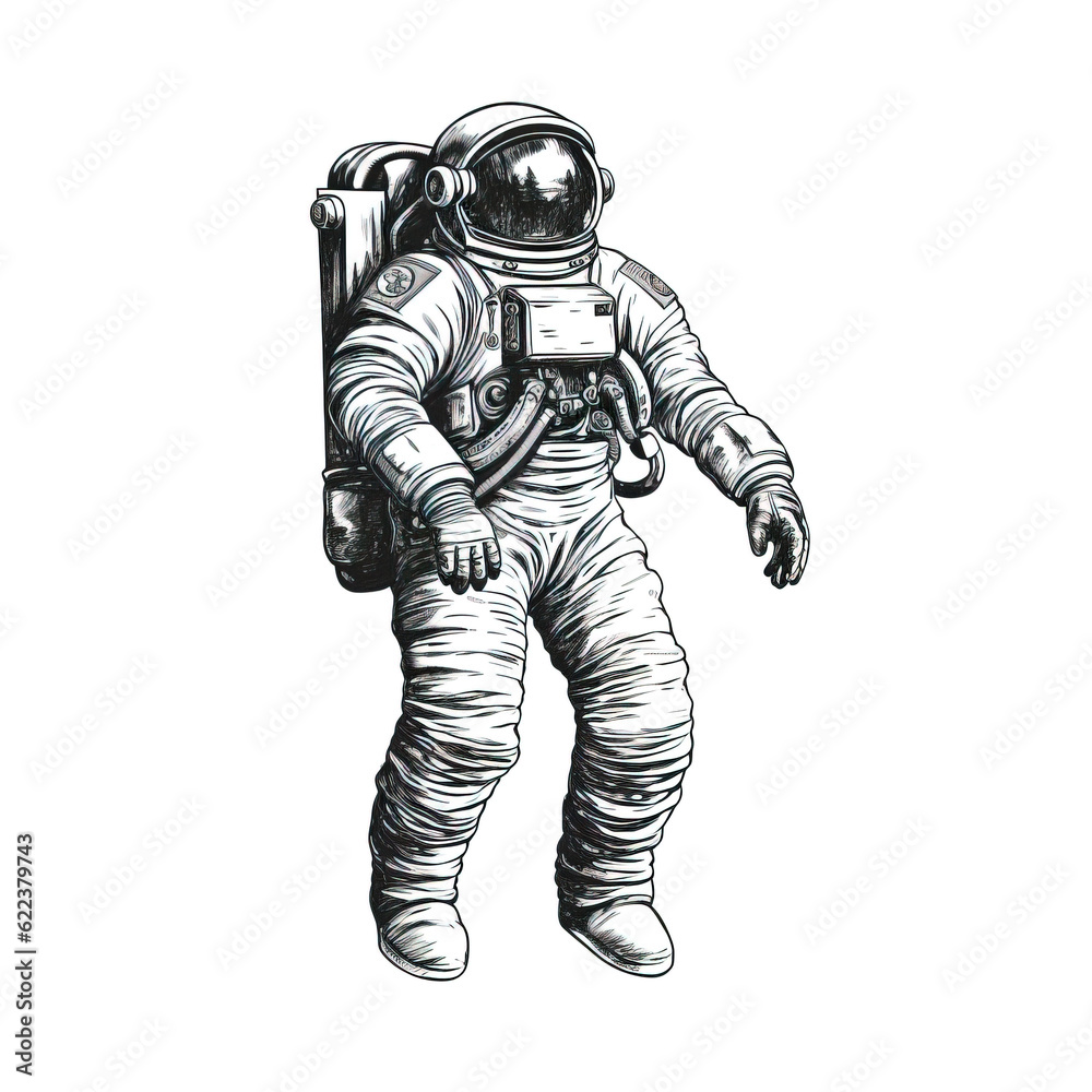 vector vintage monochrome astronaut concept