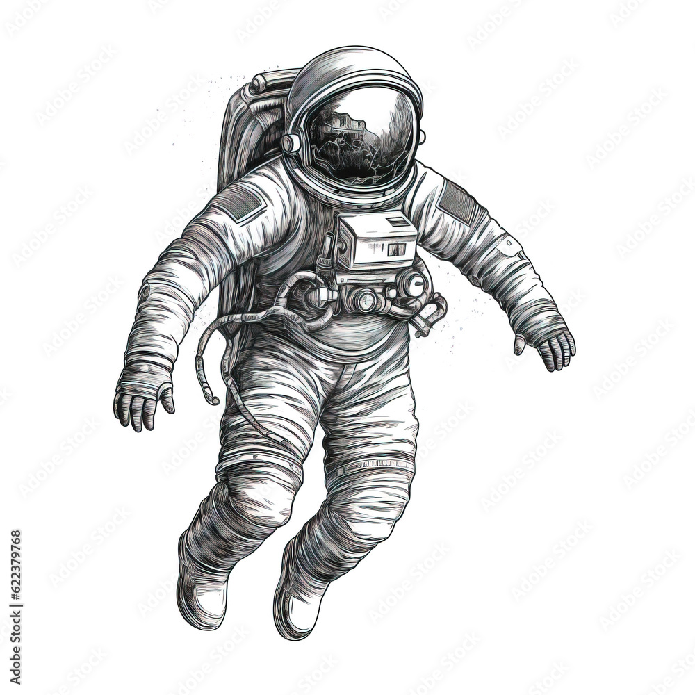 vector vintage monochrome astronaut concept