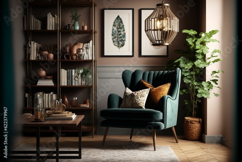 AI generated illustration of a stylish interior of a living room © Caner Bilir/Wirestock Creators