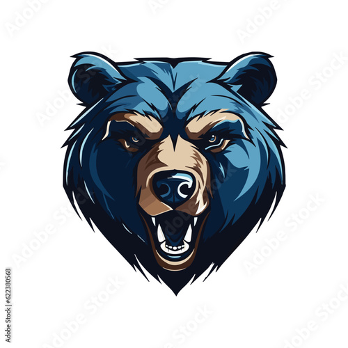 Grizzly Bear mascot logo, Esport gaming team mascot logo, animal mascot isolated on white background, bear logo png, bear mascot for club or team sign