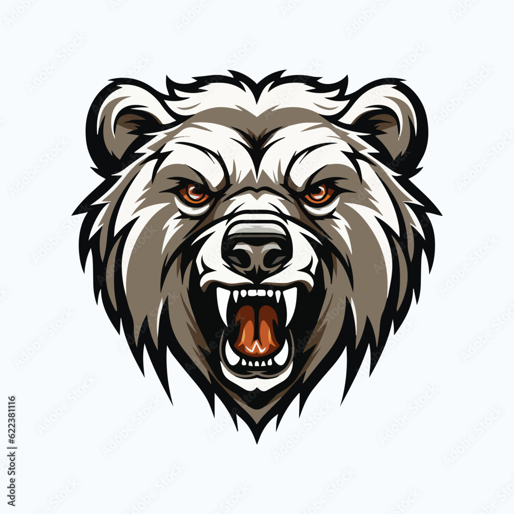 Grizzly White polar bear mascot logo, Esport gaming team mascot logo, animal mascot isolated on white background, bear logo png, bear mascot for club or team sign