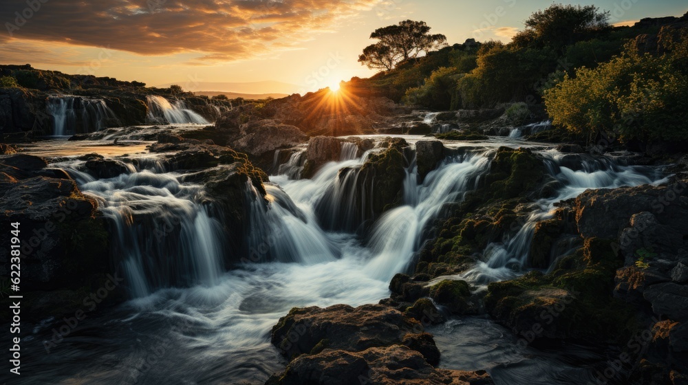 Fototapeta premium Ethereal Cascade: A Moment Suspended in Time - generative ai