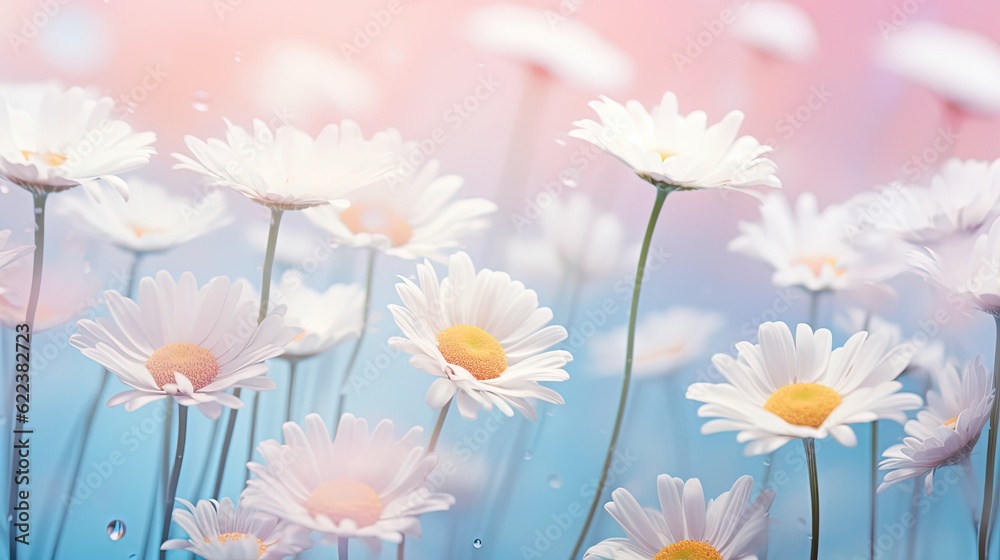 dreamy fantasy soft focus daisy flower field , Generative Ai dreamy fantasy soft focus daisy flower field , Generative Ai