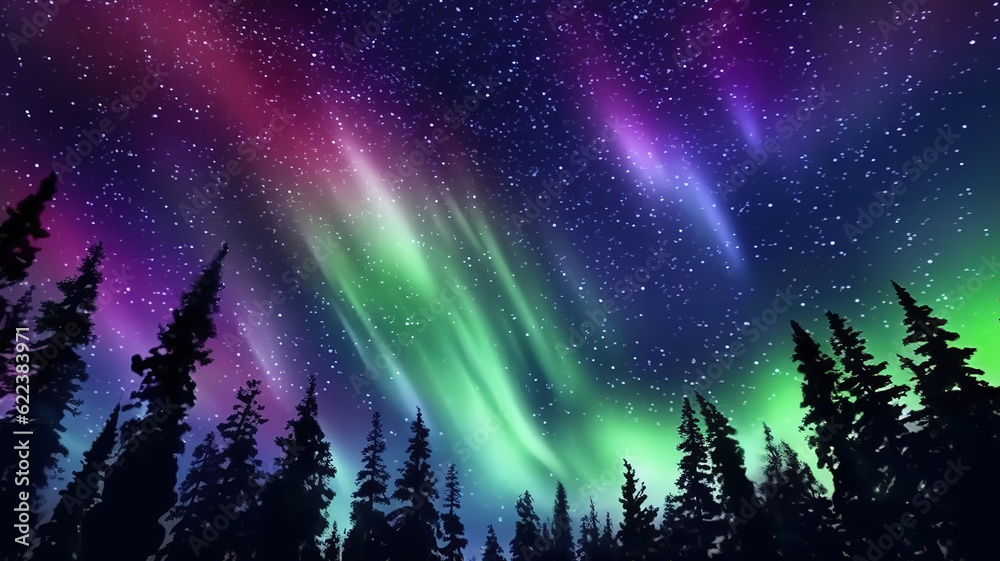 Northern lights for banner design space travel motion light effect. Generative ai
