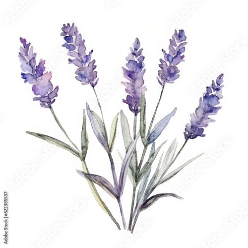 Aromatic Lavender Herbs Background  Square Watercolor Illustration. Healthy Vegetarian Diet. Ai Generated Soft Colored Watercolor Illustration with Delicious Aromatic Lavender Herbs.