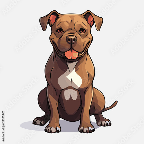 simple cartoon clipart pitbull dog white background