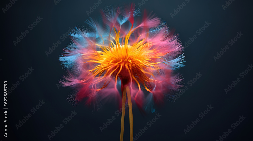 leuchtende magische Pusteblume. Generative ai leuchtende magische Pusteblume. Generative ai