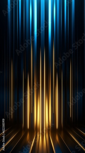 Glowing Gold and Blue Abstract Neon Background