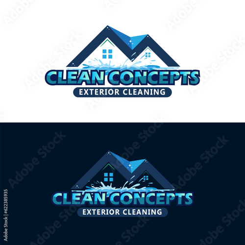 Cleaning concept home wash logo design vector template