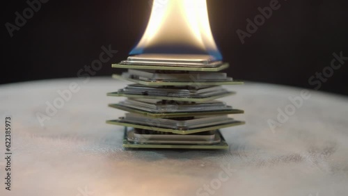 CPU Processor Microchip. Оverheated burning processor. various computer processors, concept of computer