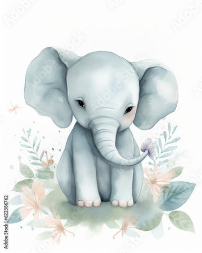 AI-generated illustration of a watercolor painting of an elephant in a blend of colors. © Christian Nissi/Wirestock Creators